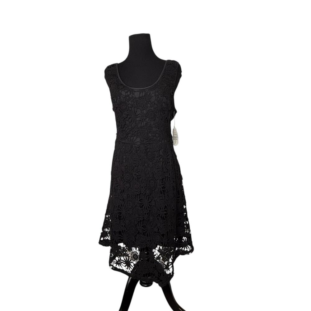 ALTAR'D State Solid Black Crochet Lace Sleeveless Fit Flare Fairy Goth Sz Lg NWT